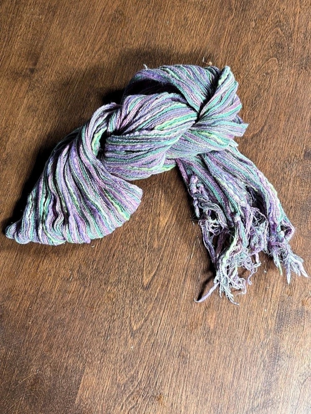 Striped Silk Blend Scarf in Purple & Green